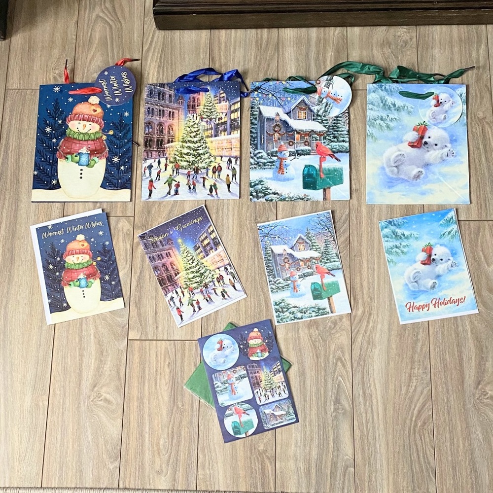 🎁💌10pc Matching Gift Bag & Greeting Card Set💌🎁